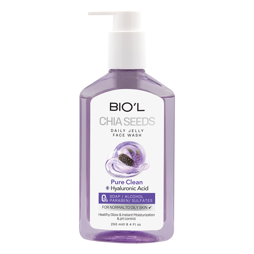 بیول ژل شست و شوی صورت حاوی عصاره دانه چیا مناسب پوست نرمال تا چرب