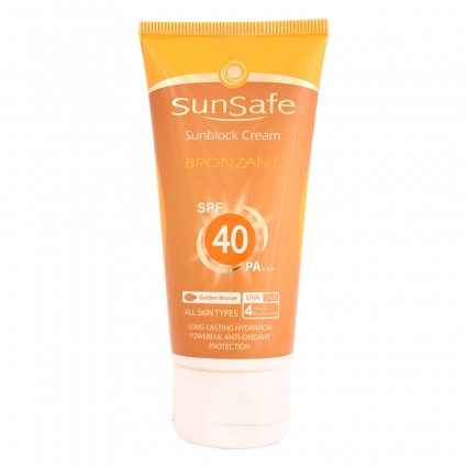 سان سیف کرم ضد آفتاب برنزه کننده اس پی اف 40 برنز طلایی