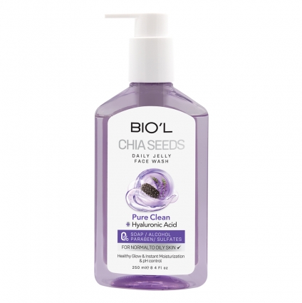 بیول ژل شست و شوی صورت حاوی عصاره دانه چیا مناسب پوست نرمال تا چرب