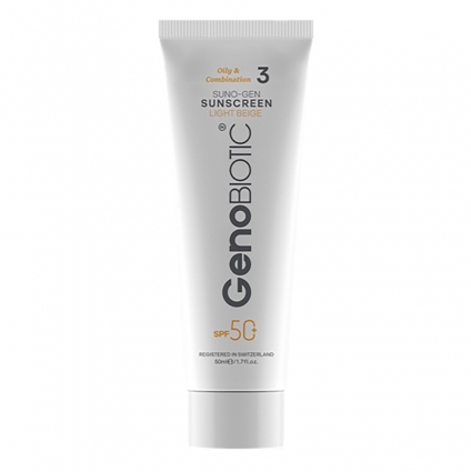 ژنوبایوتیک کرم ضد آفتاب مناسب پوست های چرب و مختلط بژ روشن اس پی اف 50